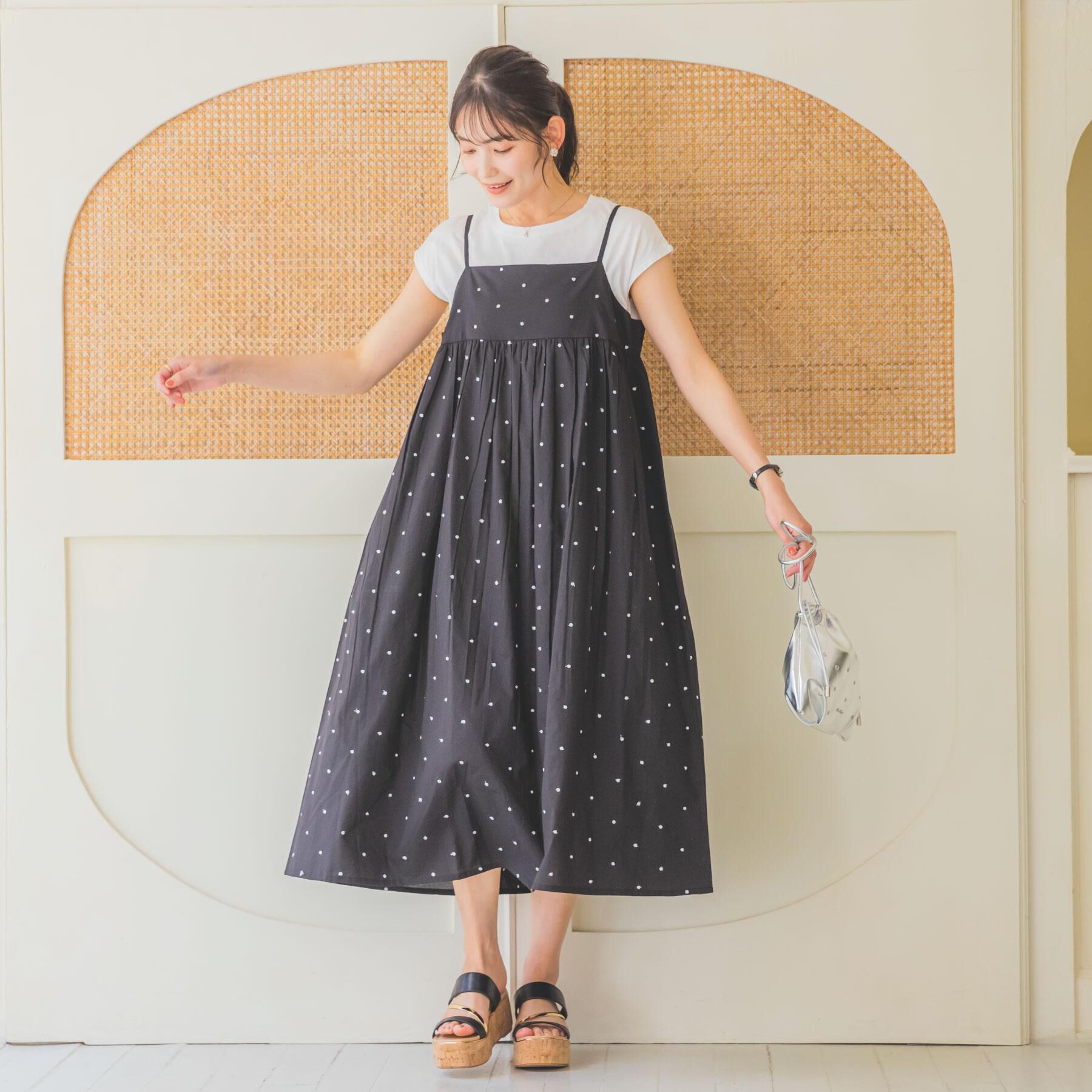 ITS&rsquo;DEMO「ラメドット刺繍キャミワンピース」|ワンピース|