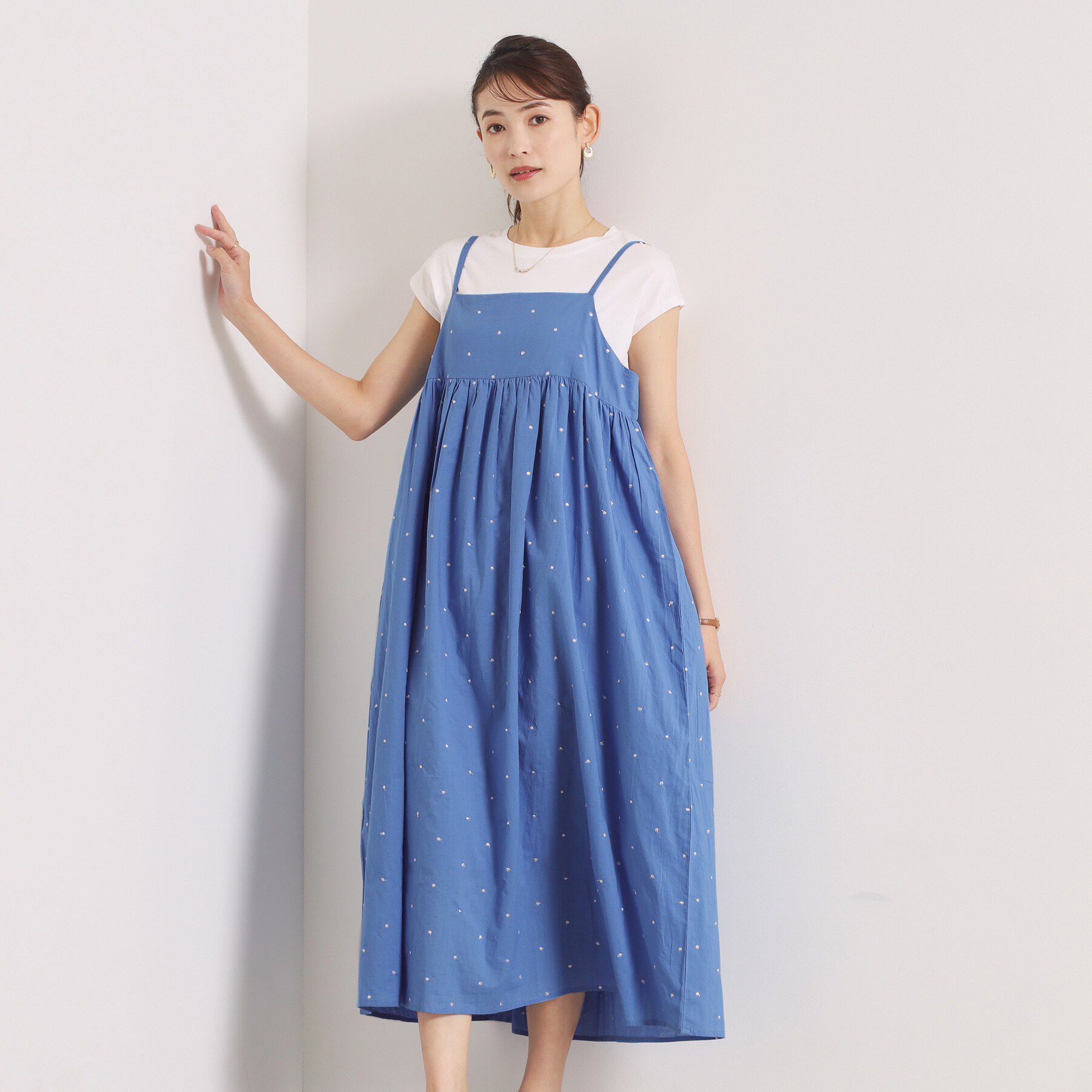 ITS&rsquo;DEMO「ラメドット刺繍キャミワンピース」|ワンピース|ブルー(092)