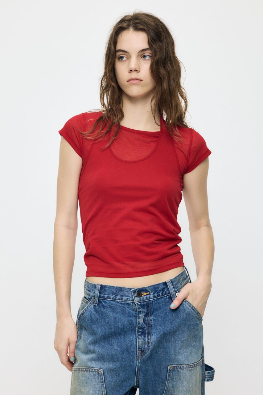 MOUSSY「SHEER DOUBLE LAYERED トップス」|Tシャツ・カットソー|