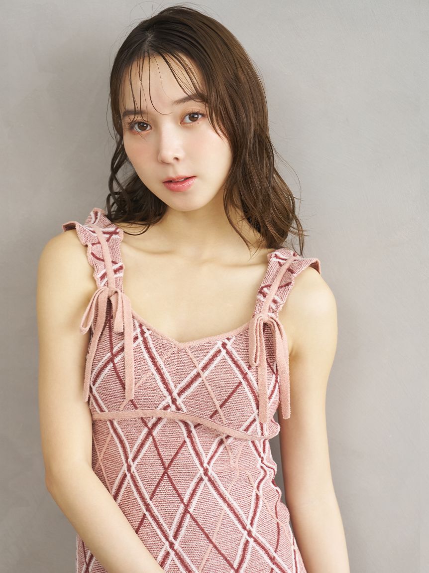 SNIDEL HOME「ニットチェックワンピース」|ルームウェア|