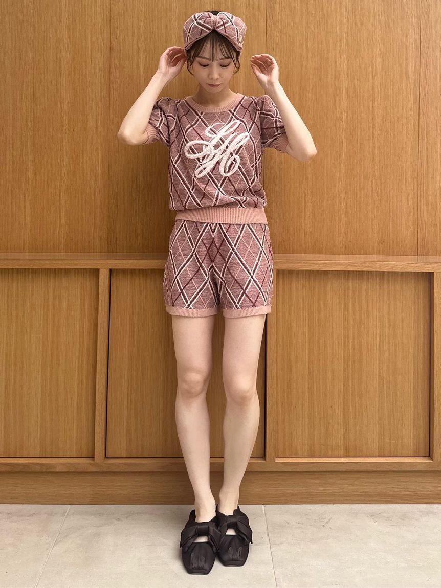 SNIDEL HOME「ニットチェックショートパンツ」|ルームウェア|