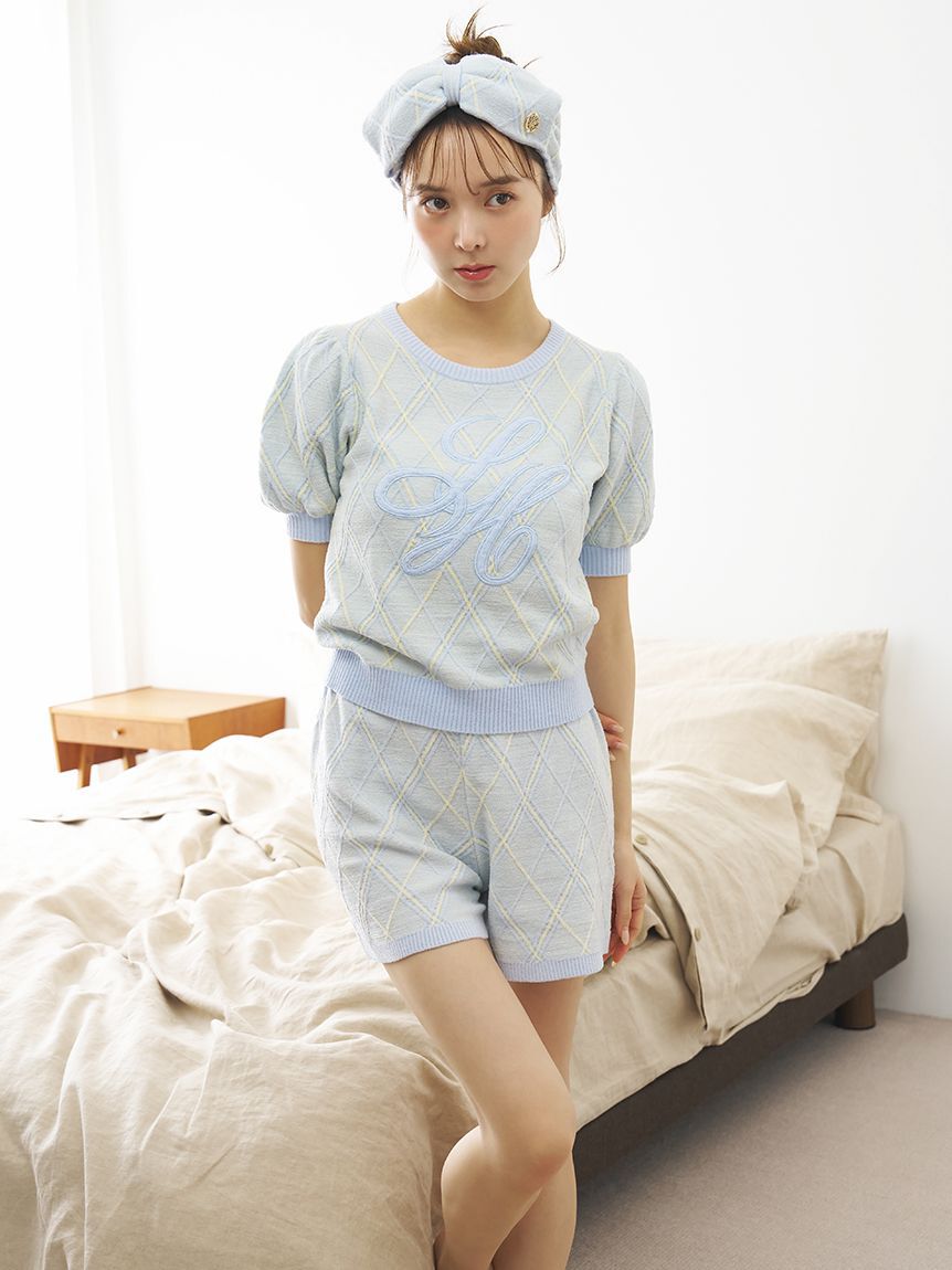 SNIDEL HOME「ニットチェックロゴプルオーバー」|ルームウェア|