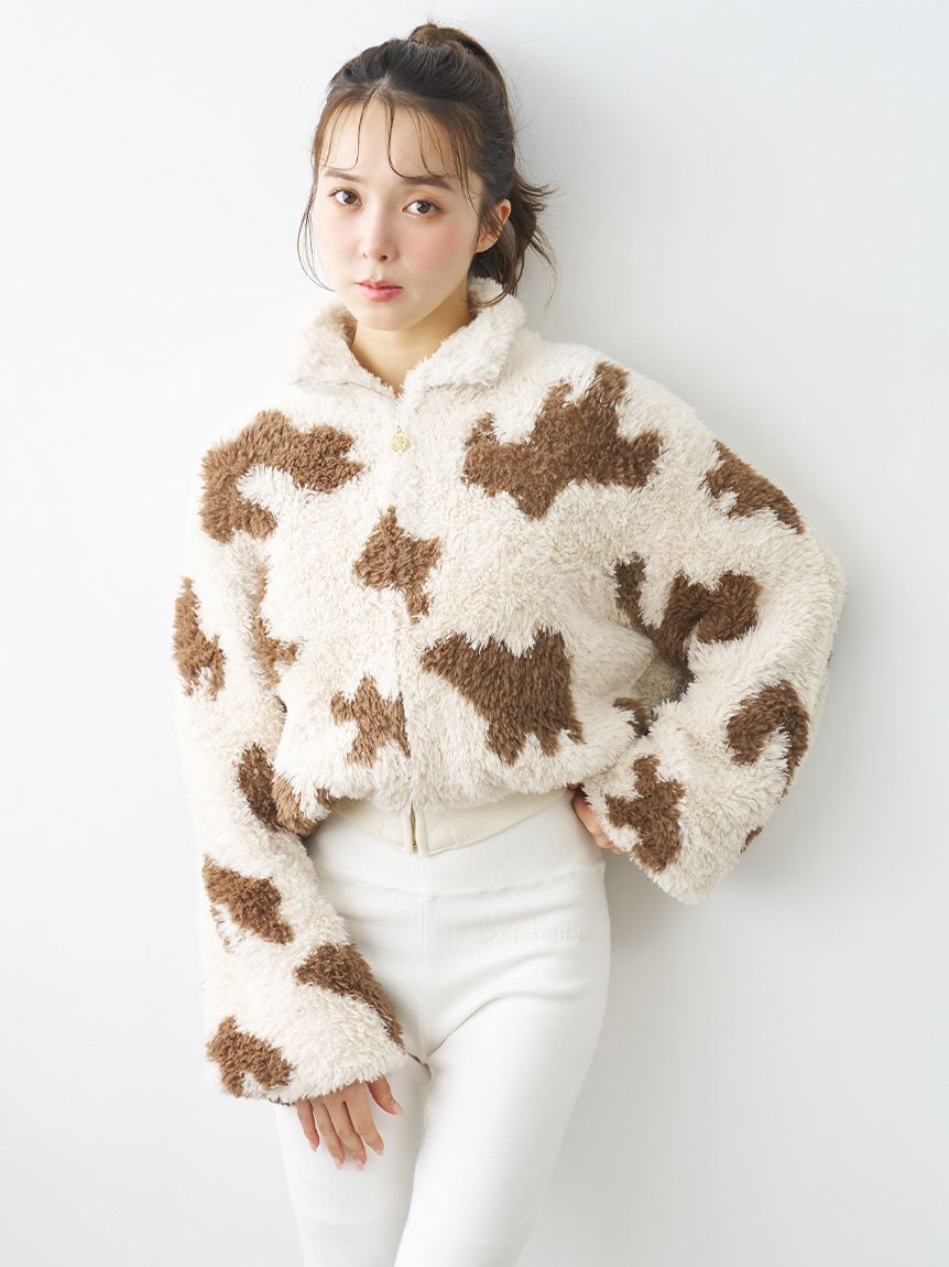 SNIDEL HOME「ボアニットショートジップパーカー」|ルームウェア|
