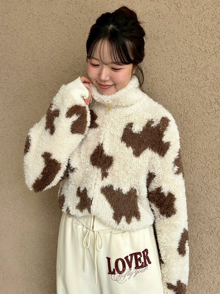 SNIDEL HOME「ボアニットショートジップパーカー」|ルームウェア|