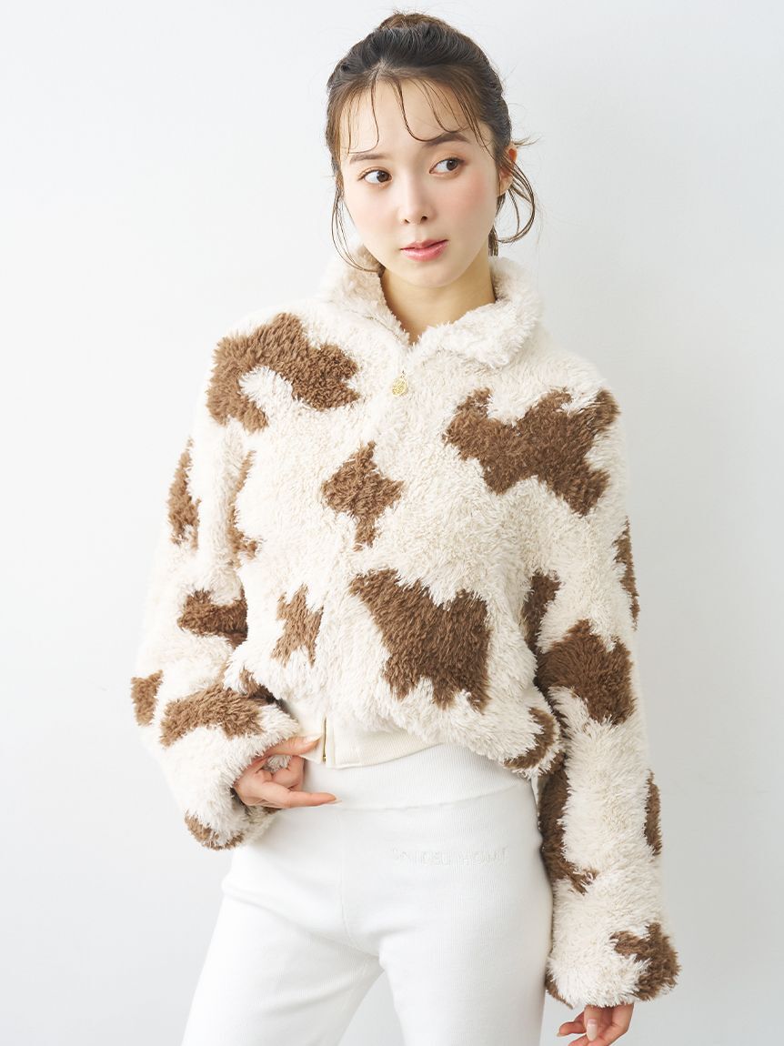 SNIDEL HOME「ボアニットショートジップパーカー」|ルームウェア|