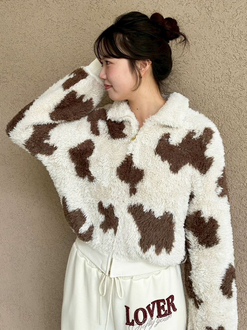 SNIDEL HOME「ボアニットショートジップパーカー」|ルームウェア|