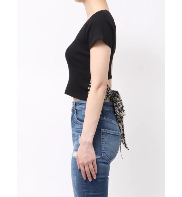 GYDA「レオパードバックリボントップス」|Tシャツ・カットソー|