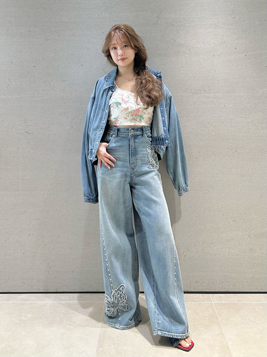 LILY BROWN「【LILY BROWN&times;ANNA SUI】スタッズデニムシャツブルゾン」|ブルゾン・スタジャン|