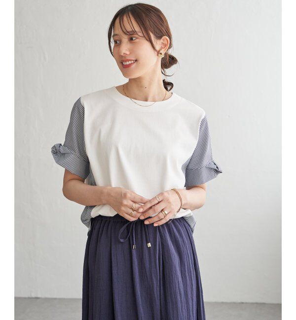 ikka「【接触冷感】異素材切り替えプルオーバー」|その他|オフホワイト