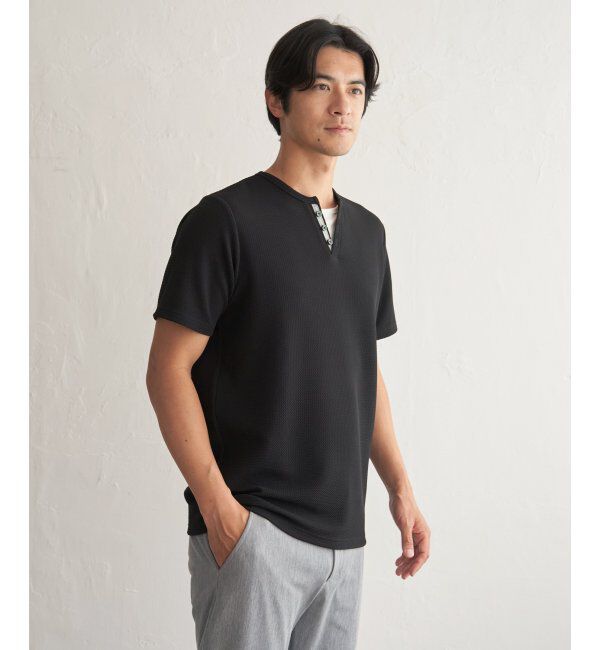 ikka「【接触冷感】フェイクヘンリーネックTシャツ」|Tシャツ・カットソー|
