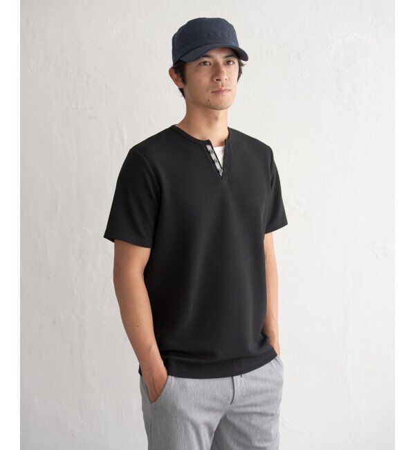 ikka「【接触冷感】フェイクヘンリーネックTシャツ」|Tシャツ・カットソー|