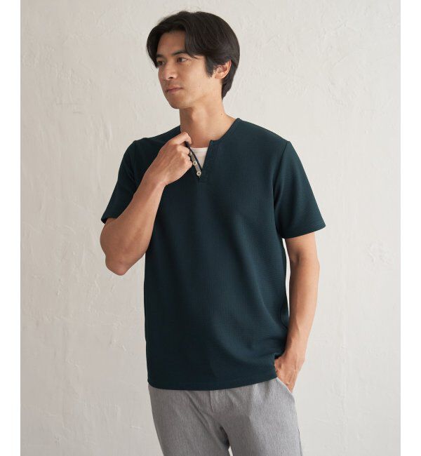 ikka「【接触冷感】フェイクヘンリーネックTシャツ」|Tシャツ・カットソー|