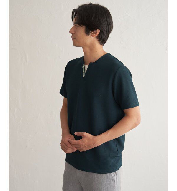 ikka「【接触冷感】フェイクヘンリーネックTシャツ」|Tシャツ・カットソー|
