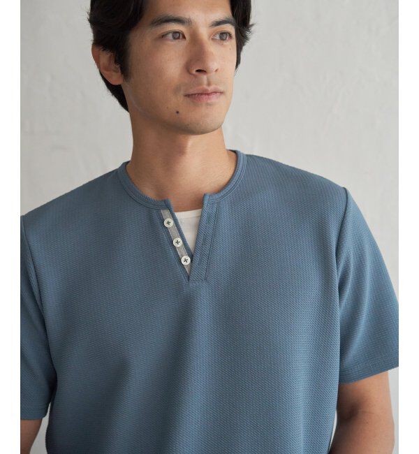 ikka「【接触冷感】フェイクヘンリーネックTシャツ」|Tシャツ・カットソー|