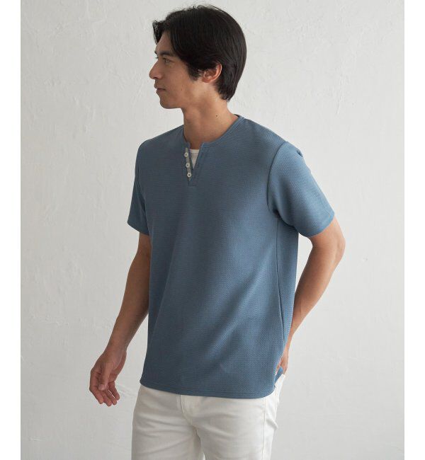 ikka「【接触冷感】フェイクヘンリーネックTシャツ」|Tシャツ・カットソー|