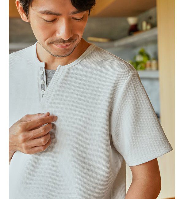 ikka「【接触冷感】フェイクヘンリーネックTシャツ」|Tシャツ・カットソー|