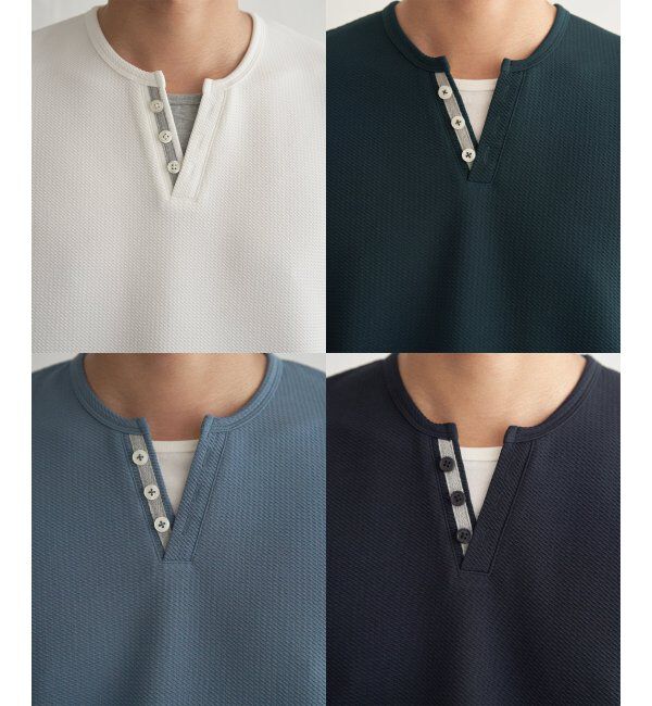 ikka「【接触冷感】フェイクヘンリーネックTシャツ」|Tシャツ・カットソー|