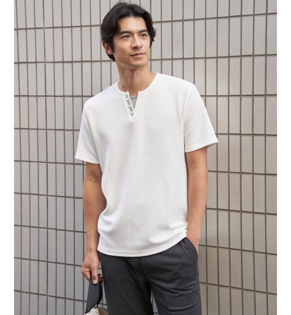 ikka「【接触冷感】フェイクヘンリーネックTシャツ」|Tシャツ・カットソー|
