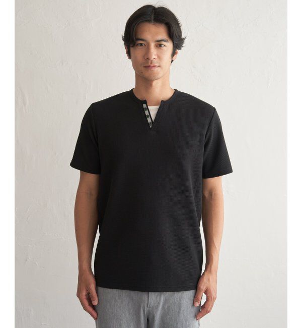 ikka「【接触冷感】フェイクヘンリーネックTシャツ」|Tシャツ・カットソー|