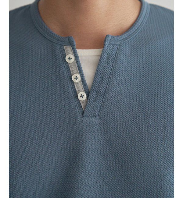 ikka「【接触冷感】フェイクヘンリーネックTシャツ」|Tシャツ・カットソー|