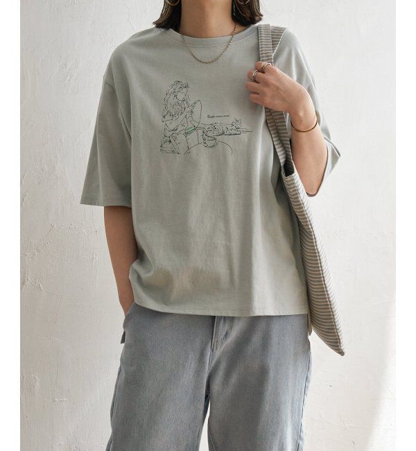 Lbc with Life「GirlプリントビッグTシャツ」|Tシャツ・カットソー|グレー
