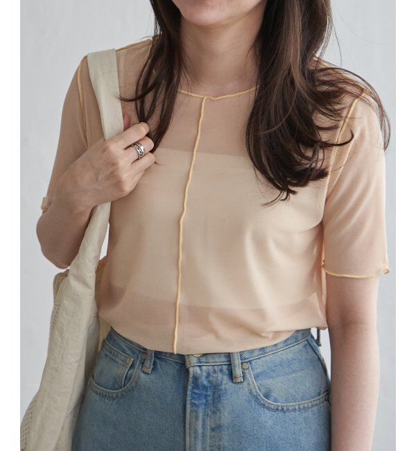 VENCE share style「シアーメロウ配色トップス」|その他|イエロー