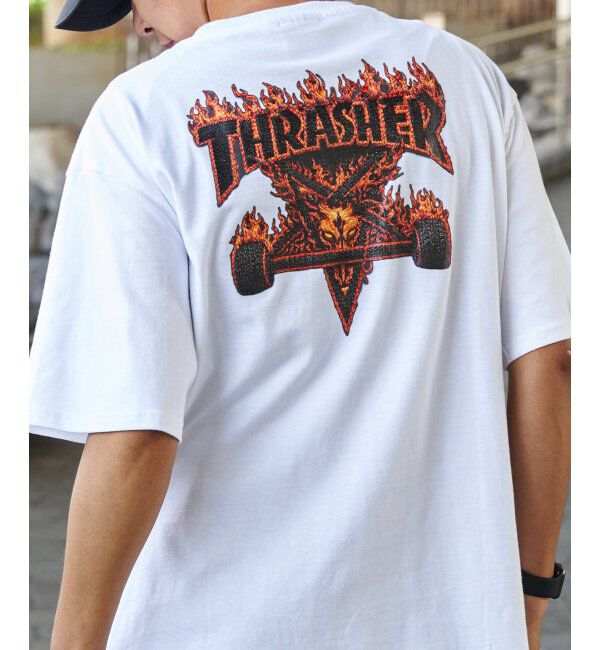 VENCE share style「THRASHER ／スラッシャー  3DファブリックロゴTシャツ」|Tシャツ・カットソー|ホワイト