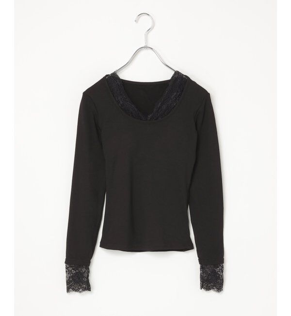 VENCE share style「レース長袖カップTシャツ」|その他|ブラック