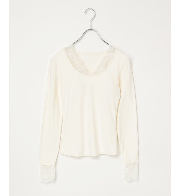 VENCE share style「レース長袖カップTシャツ」|その他|アイボリー