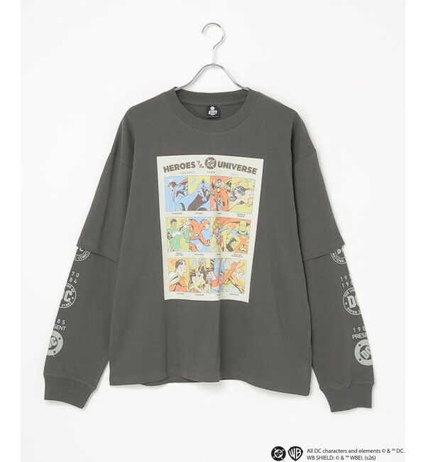 VENCE share style「DCキャラクターズデザイン 袖レイヤードロンT」|Tシャツ・カットソー|ダークグレー