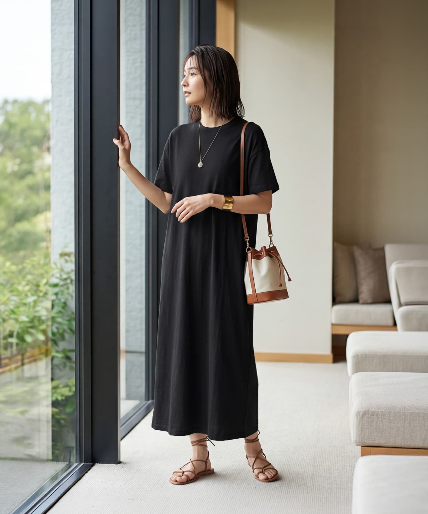 STYLE DELI「【DELI by】ゆるシルエット半袖ロングTシャツワンピース」|ワンピース|