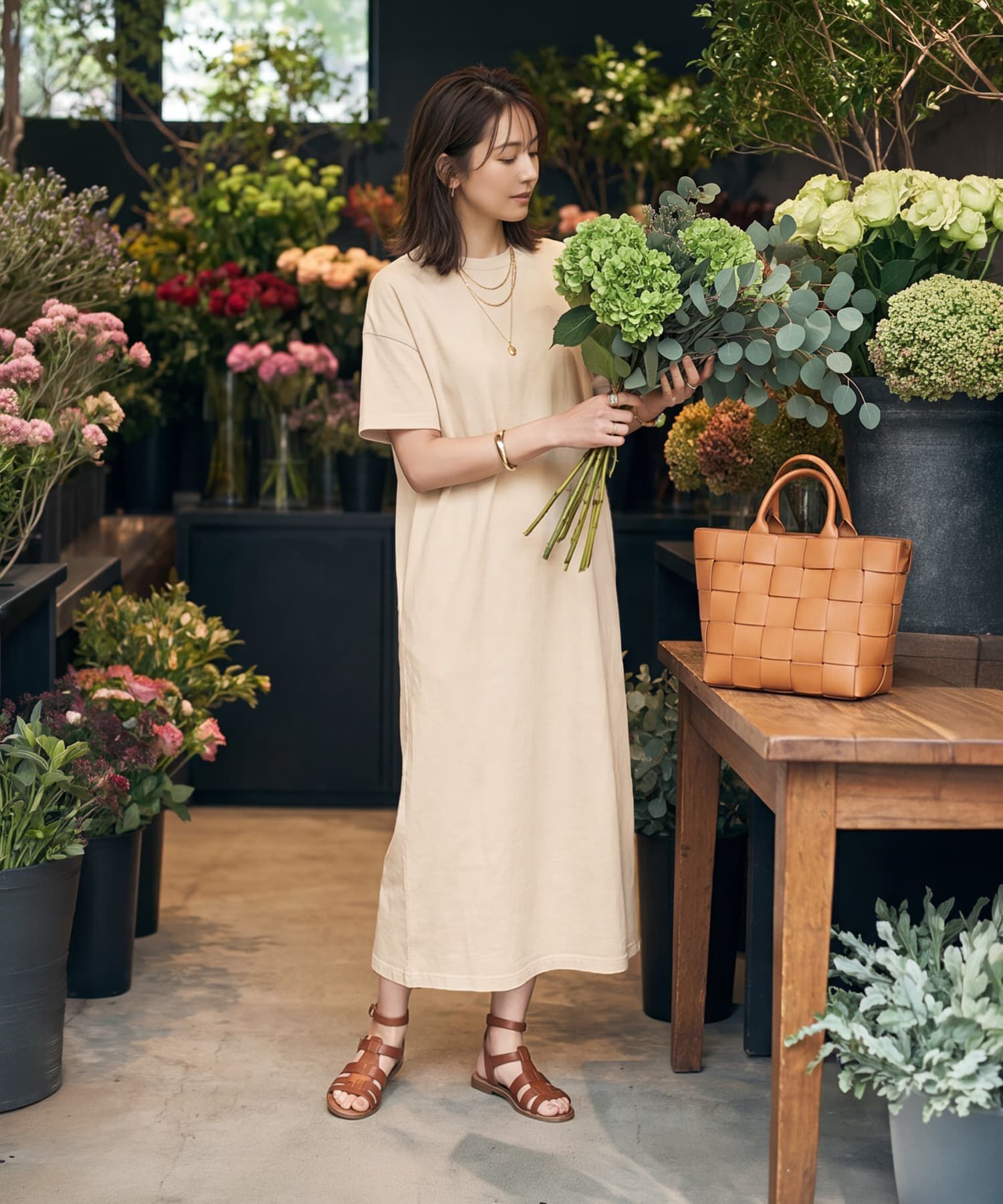 STYLE DELI「【DELI by】ゆるシルエット半袖ロングTシャツワンピース」|ワンピース|オフホワイト