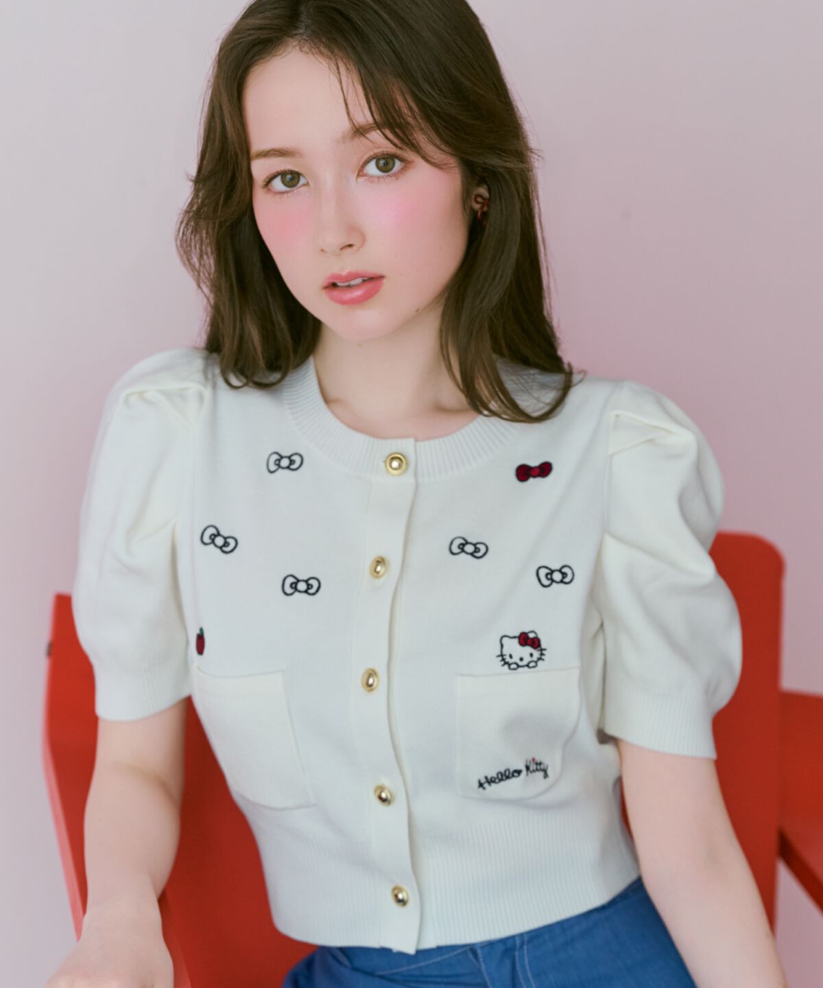 WILLSELECTION「WILLSELECTION&times;HELLO KITTY 刺繍ニットカーディガン」|カーディガン|