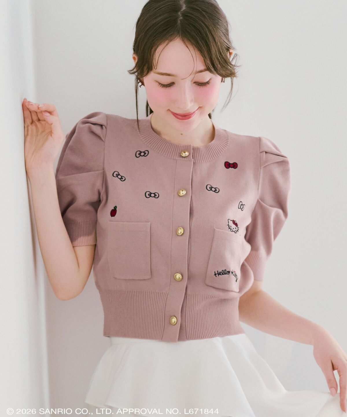 WILLSELECTION「WILLSELECTION&times;HELLO KITTY 刺繍ニットカーディガン」|カーディガン|ピンク