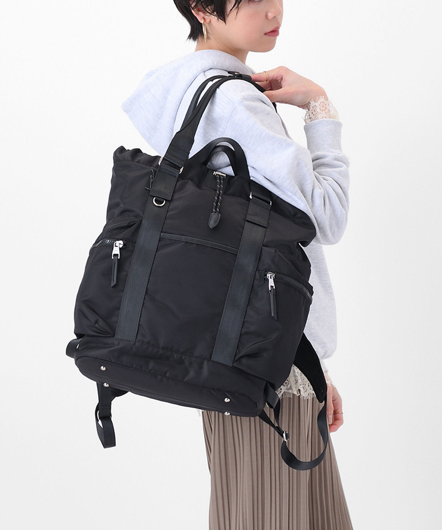 W&.Day/Night「W&.Day/Night アワイ 2WAYトート リュック B4サイズ 14.0インチPC収納 20502」|トートバッグ|ブラック