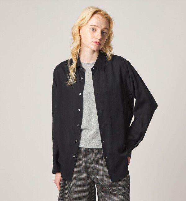 STEVEN ALAN「＜Steven Alan＞ドビー サテン シャツ」|シャツ・ブラウス|BLACK