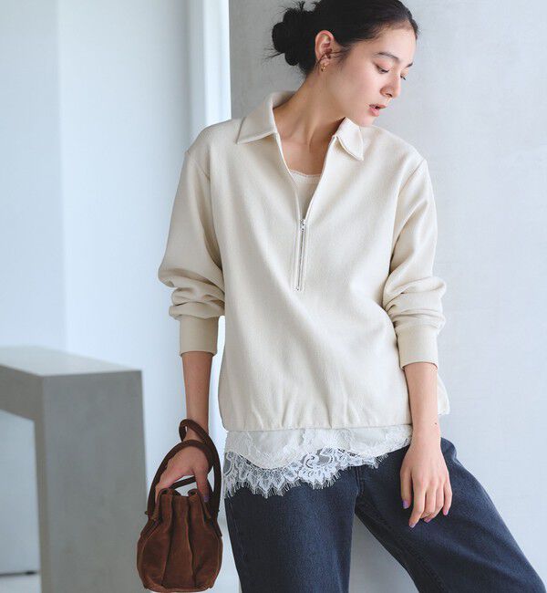 BEAUTY&YOUTH UNITED ARROWS「【WEB限定 Wardrobe DAILY MINIMAL】ダンボールジャージー ハーフジッププルオーバー」|Tシャツ・カットソー|