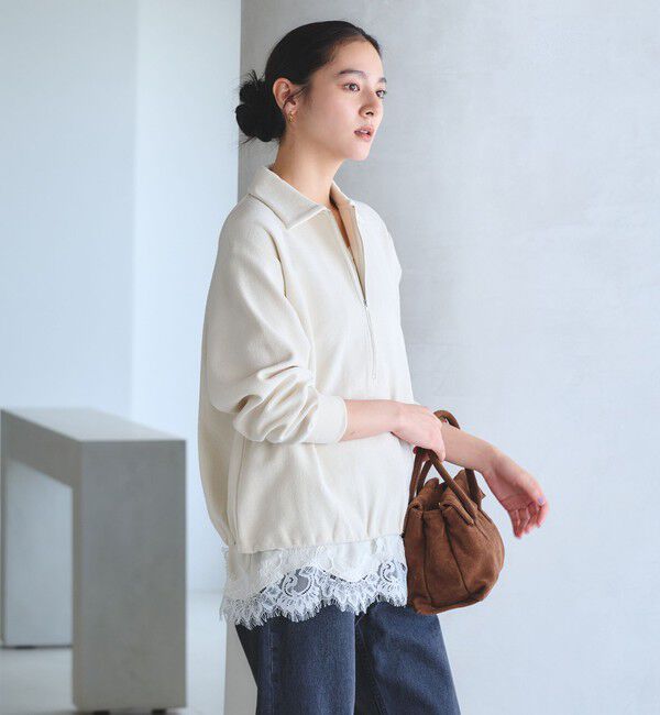 BEAUTY&YOUTH UNITED ARROWS「【WEB限定 Wardrobe DAILY MINIMAL】ダンボールジャージー ハーフジッププルオーバー」|Tシャツ・カットソー|