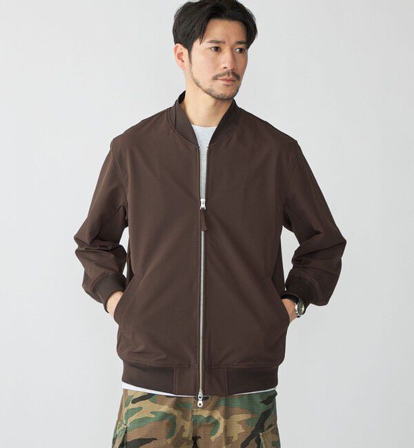 SHIPS「SHIPS:〈撥水加工〉CORDURA(R) ナイロン ジップアップ ブルゾン」|ブルゾン・スタジャン|ブラウン