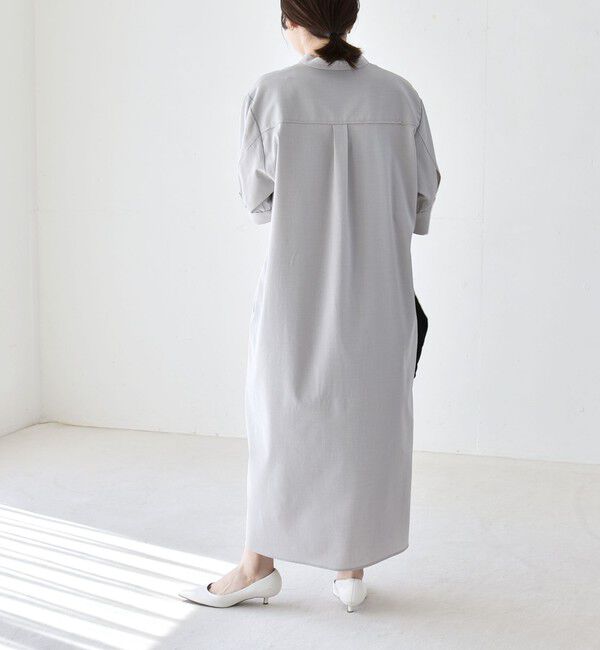 quaranciel「quaranciel:〈洗濯機可能〉CALCULO(R)使用 バンドカラー シャツ ワンピース」|ワンピース|