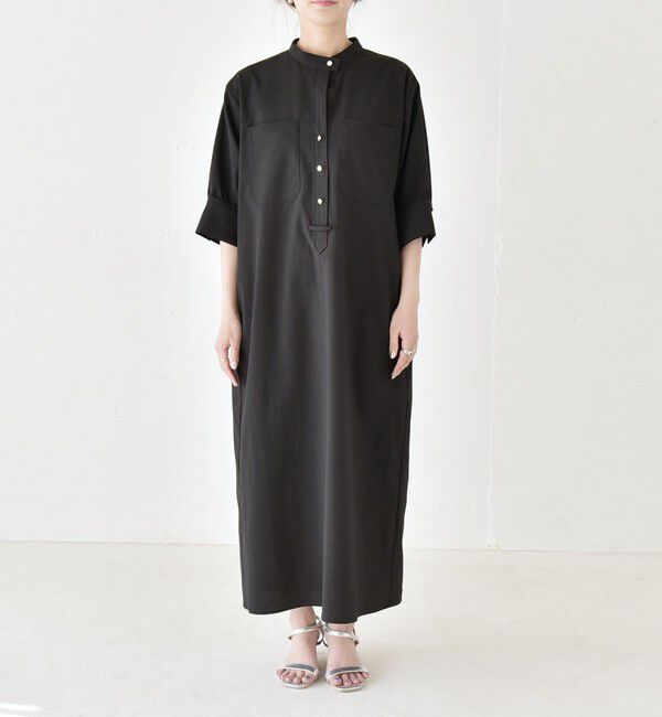 quaranciel「quaranciel:〈洗濯機可能〉CALCULO(R)使用 バンドカラー シャツ ワンピース」|ワンピース|