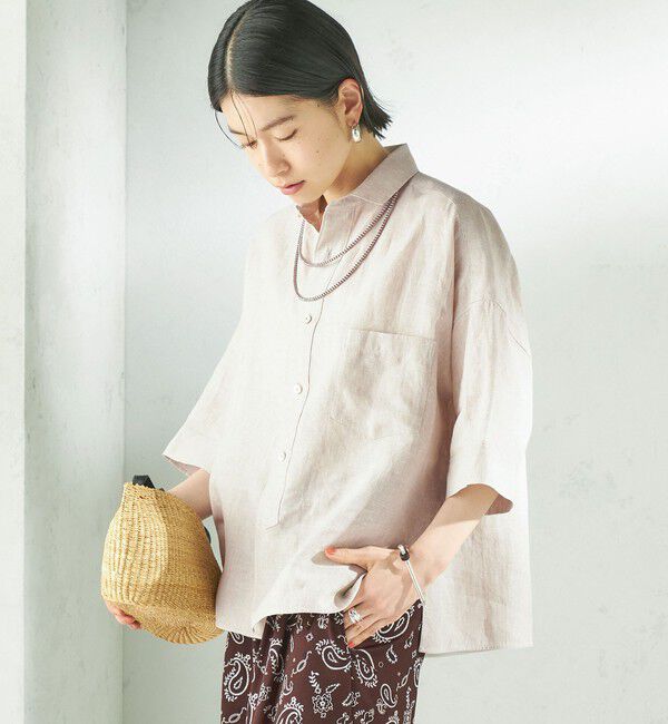 SHIPS for women「TICCA:〈手洗い可能〉リネン 半袖 シャツ」|シャツ・ブラウス|