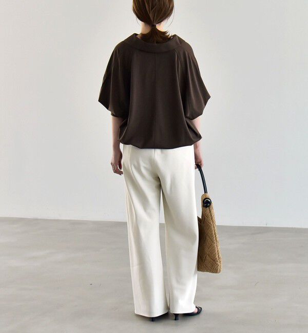 quaranciel「quaranciel:〈接触冷感/洗濯機可能〉シルク ミックス ポンチ ドロスト ポロ プルオーバー」|Tシャツ・カットソー|
