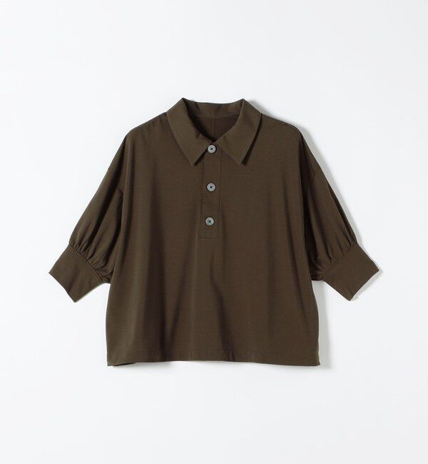 quaranciel「quaranciel:〈接触冷感/洗濯機可能〉シルク ミックス ポンチ ドロスト ポロ プルオーバー」|Tシャツ・カットソー|