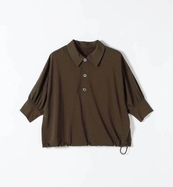 quaranciel「quaranciel:〈接触冷感/洗濯機可能〉シルク ミックス ポンチ ドロスト ポロ プルオーバー」|Tシャツ・カットソー|