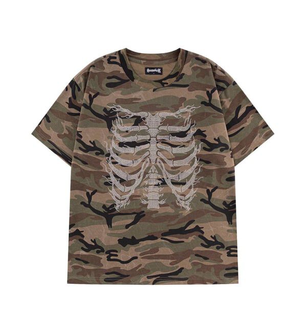 JOINT WORKS「SUPPLIER / サプライヤー Rhinestone Fire Bones Tee」|Tシャツ・カットソー|カーキ