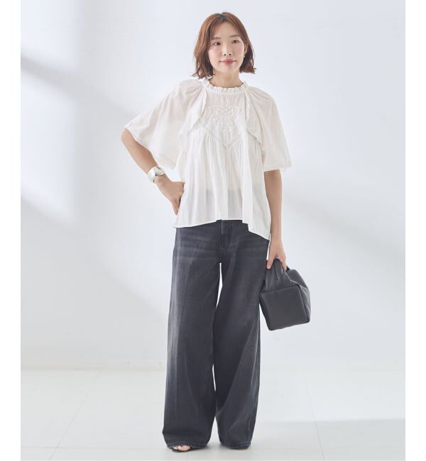 journal standard L'essage「レースフレンチスリーブブラウス」|シャツ・ブラウス|