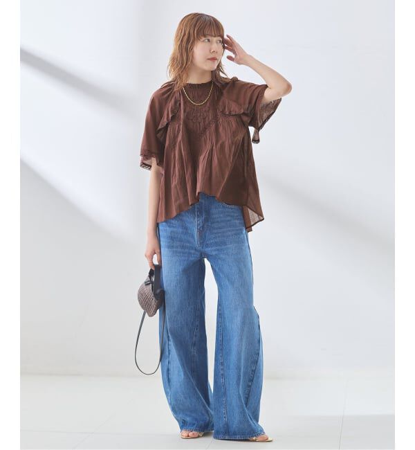 journal standard L'essage「レースフレンチスリーブブラウス」|シャツ・ブラウス|