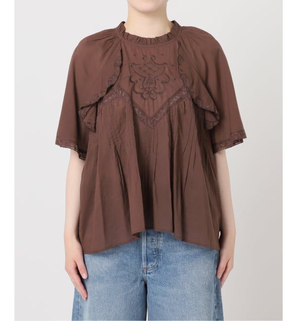 journal standard L'essage「レースフレンチスリーブブラウス」|シャツ・ブラウス|