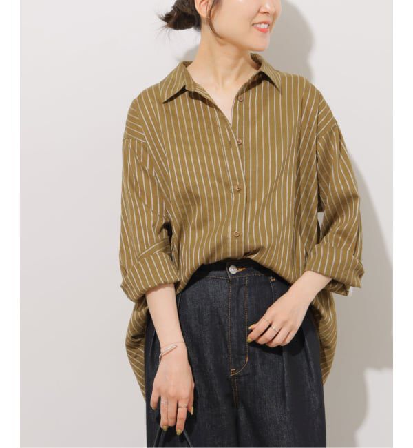 JOURNAL STANDARD relume「《予約》ニュアンスカラーストライプシャツ」|シャツ・ブラウス|カーキ